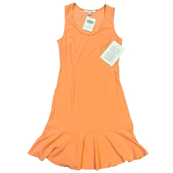 NWT Boston Proper Vibrant Orange Flounce Dress Sleeveless, Women’s Size 2 NEW - Picture 1 of 12